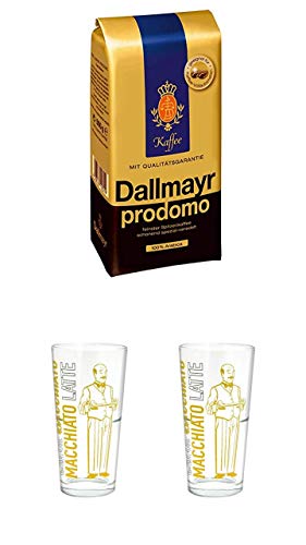 Dallmayr Prodomo Ganze Bohnen, 500 g + 2 Glas Latte Gläser von D