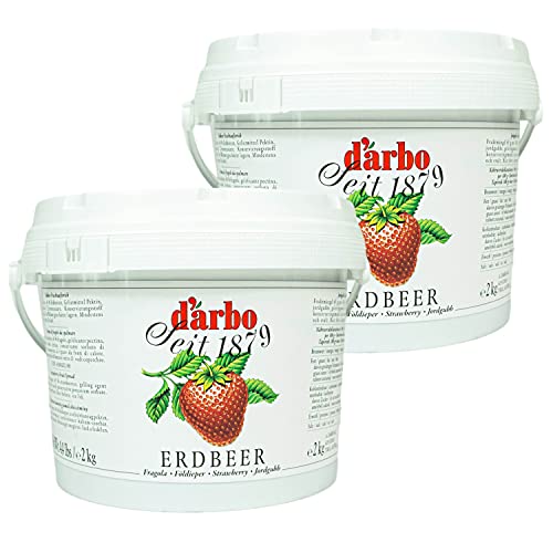 Darbo - 2er Pack Premium Erdbeer Konfitüre in 2 kg Großbehälter - Fruchtaufstrich Erdbeere mit 45% Fruchtanteil von DARBO
