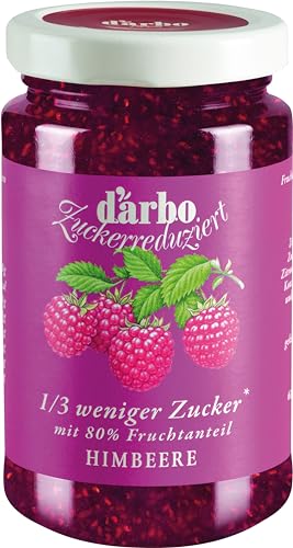 Darbo Zuckerreduzierter Himbeerfruchtaufstrich | 6 x 250g | 1/3 Weniger Zucker | Natürlich Fruchtig von DARBO
