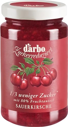 Darbo Zuckerreduzierter Saurerkirsch-Fruchtaufstrich | 6 x 250g | 1/3 Weniger Zucker | Vollfruchtiges Aroma von DARBO