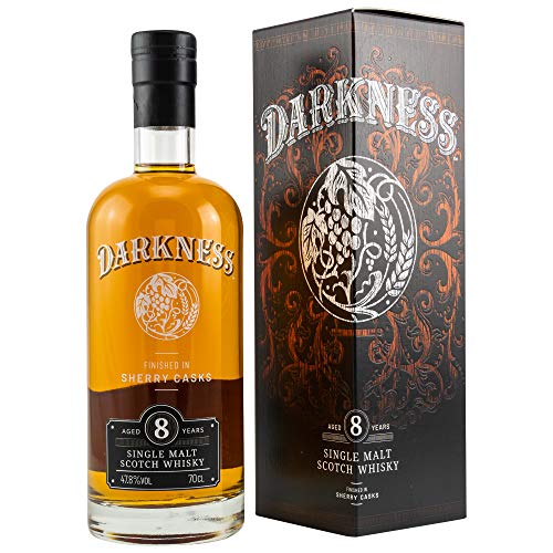 Darkness|Single Malt Scotch Whisky|700 ml|47,8% Vol.|8 Jahre gereift|In Oloroso-Octave-Fässern nachgereift|Fruchtige & würzige Aromen|Aus einer anonymen schottischen Brennerei|Überraschend Komplex von DARKNESS