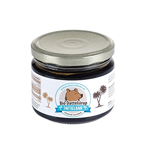 DATTELBÄR - BIO Dattelsirup, 330 g Glas - Karamelliger Geschmack - Zucker Alternative - Vegane Honig Alternative - Zum Backen, Süßen oder Pur DATTELBÄR - BIO Dattelsirup, 330 g Glas - Karamelliger Geschmack - Zucker Alternative - Vegane Honig Alternative - Zum Backen, Süßen oder Pur von DATTELBÄR