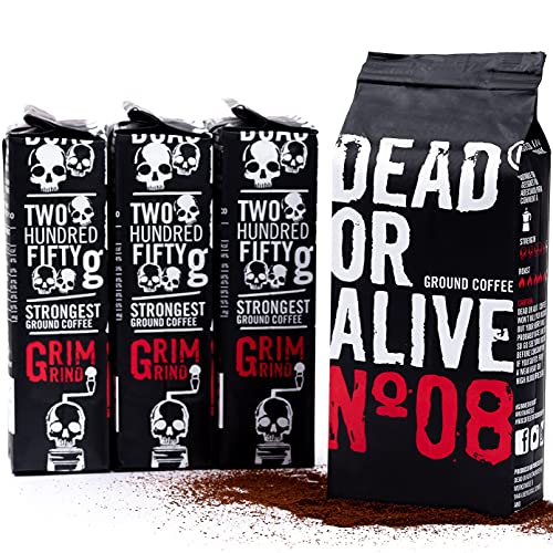 DEAD OR ALIVE Espresso gemahlen No8 - Starker Moka Kaffee gemahlen 4x250g - Feines Espressopulver mit Robusta - Bialetti Kaffee für Espressokocher - Gemahlener Kaffee aus Italien - Ground Coffee 1kg DEAD OR ALIVE Espresso gemahlen No8 - Starker Moka Kaffee gemahlen 4x250g - Feines Espressopulver mit Robusta - Bialetti Kaffee für Espressokocher - Gemahlener Kaffee aus Italien - Ground Coffee 1kg von DEAD OR ALIVE