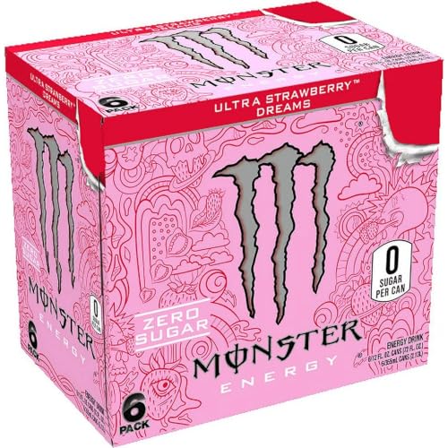 Monsters Energy Ultra Strawberry Dreams Zero Sugar Energy Drink je 500 ml (6 Stück) von DECADENT FOODS