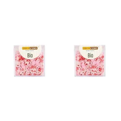 DECOCINO Bio Streudekor Love – 60 g – vegane Zuckerstreusel aus Traubenzucker in Bio-Qualität zum Dekorieren & Verzieren von Kuchen & Desserts, 33826 (Packung mit 2) von DECOCINO