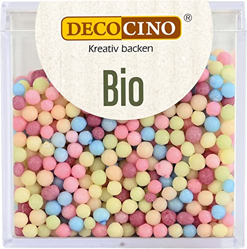 DECOCINO Bio Streudekor Pearls - 60 g - vegane Zuckerstreusel aus Traubenzucker in Bio-Qualität zum Dekorieren und Verzieren von Kuchen, Torten und Desserts von DECOCINO