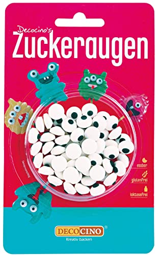 DECOCINO Essbare Zuckeraugen (25g) – Deko-Augen als Zuckerdekor zum Backen für Geburtstags-Torten, Geburtstags-Kuchen, Muffins, Cup-Cakes, Cake-Pops. von DECOCINO