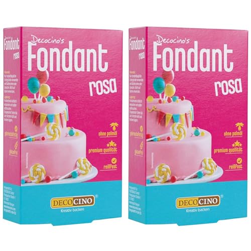 DECOCINO Fondant Rosa – 250 g – ideal zum Verzieren von Kuchen, Torten, Cupcakes – Palmölfrei & Glutenfrei (Packung mit 2) von DECOCINO
