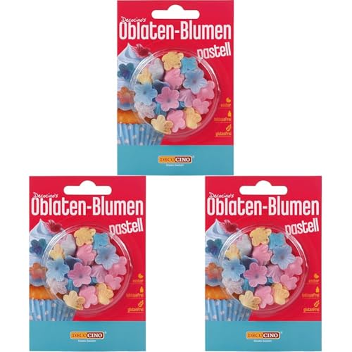 DECOCINO Oblaten-Blumen Pastell - essbare Blüten aus Esspapier, ideal zum Dekorieren von Hochzeits-Torten, Geburtstags-Kuchen, Cupcakes uvm. (Packung mit 3) von DECOCINO