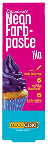Decocino Neon Lebensmittelpaste lila hochdosierte Lebensmittel-Farbe zum Einfärben von Kuchen, Torten, Muffins, Cupcakes geschmacksneutral von DECOCINO