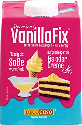 Decocino VanillaFix – servierfertige Dessertsoße mit feinem Geschmack – lecker als Soße Creme oder Softeis selbstgemachte Eiscreme, Vanille, 500 ml von DECOCINO