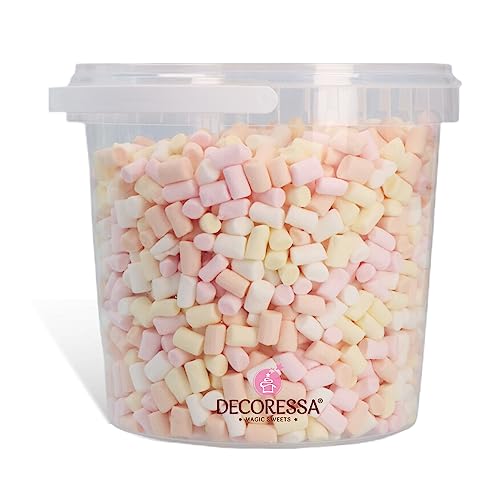 DECORESSA Mini Marshmallows 4 Farben Mix 500g Vorratspack Zuckerdekor für Eis, Müsli, Backwaren, perfekt für Gastro von DECORESSA