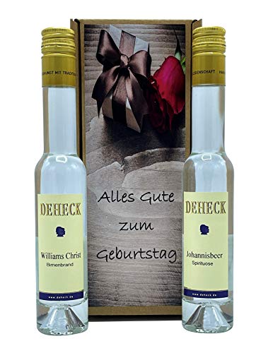 Geschenkset "Geburtstag" Williams Christ und Johannisbeere 2x0,1l im Geschenkkarton von DEHECK Destillerie Likörmanufaktur