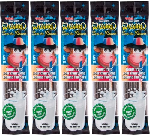 QUICK MILK - Wizard - Trinkhalme–Waldfrucht, Banane, Kirsche- 5 Stück (25 Halme) von DEKOND