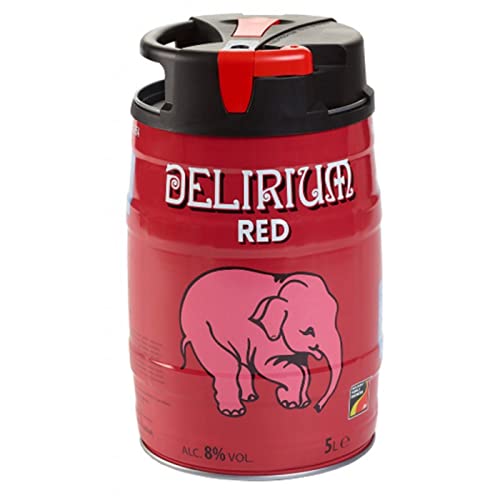 Delirium ROT - Tief dunkelrote Farbe, mit einem hellrosa, kompakten und an der Wand haftenden Kopf. Original belgisches Bier - 5L Fass Delirium ROT - Tief dunkelrote Farbe, mit einem hellrosa, kompakten und an der Wand haftenden Kopf. Original belgisches Bier - 5L Fass von DELIRIUM TREMENS HUYGHE