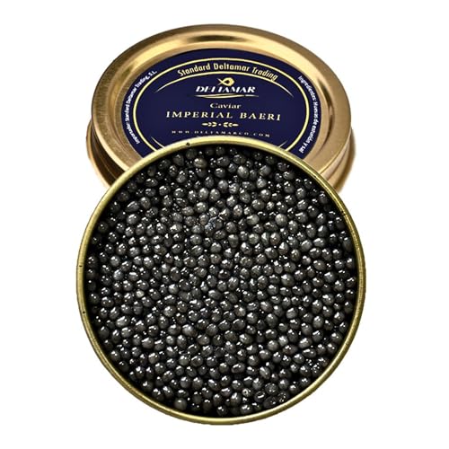 Baeri Kaviar 100 g - Beluga Baeri Imperial & Classical Sturgeon Caviar - Premium Quality Siberian Huso Huso Orginial Beluga Kaviar - Finest & Authentic Deltamar CITES Certified von DELTAMAR