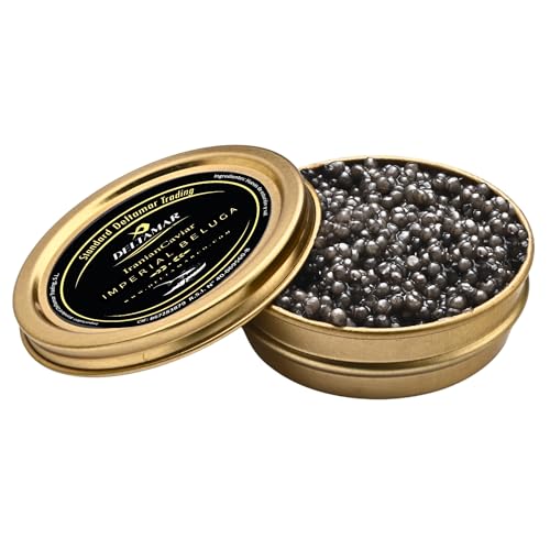 Imperial Caviar 100 g - Black Beluga Kaviar - Sturgeon Caviar - Huso Huso Orginial Beluga Imperial Caviar - Premium Quality & Authentic Deltamar Caviar CITES Certified von DELTAMAR