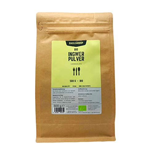 Bio Ingwer Pulver 500g - gemahlen - für Getränke, Tee & Speisen Bio Ingwer Pulver 500g - gemahlen - für Getränke, Tee & Speisen von DIACLEANSHOP