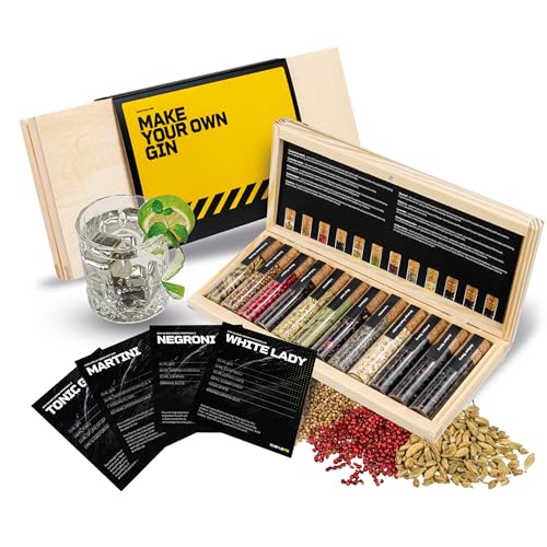 DIBYS Gin-Gewürze-Set Mini | 12 Gin Botanicals für Gin Tonic & Cocktail | Mit 4 Rezept-Karten, Gewürzlexikon & edler Holz-Kiste | Geschenk-Set für Männer & Frauen | Gin Zubehör zum Gin selber machen DIBYS Gin-Gewürze-Set Mini | 12 Gin Botanicals für Gin Tonic & Cocktail | Mit 4 Rezept-Karten, Gewürzlexikon & edler Holz-Kiste | Geschenk-Set für Männer & Frauen | Gin Zubehör zum Gin selber machen von DIBYS