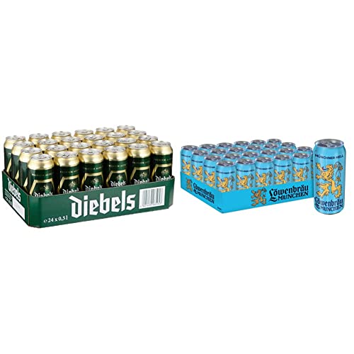 Diebels Alt Dosenbier, EINWEG, Original Altbier Bier aus Issum am Niederrhein (24 x 0.5 L Dose) & Löwenbräu Original Helles Dose (24 x 0.5 l) von DIEBELS