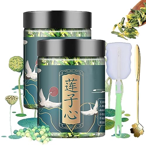 DINNIWIKL Lotus Seed Core Tea for Men, Natural Lotus Seed Heart Tea, Dried Lotus Plumule Lotus Embryo Tea, Lian Zi Xin Tea, Men's Toning Lotus Plumule scented Tea (2PCS-60g) von DINNIWIKL