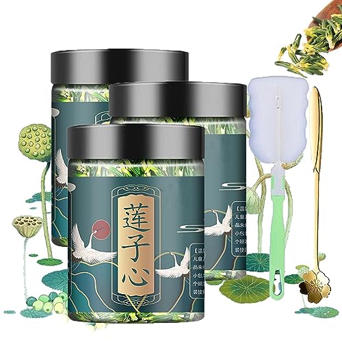 DINNIWIKL Lotus Seed Core Tea for Men, Natural Lotus Seed Heart Tea, Dried Lotus Plumule Lotus Embryo Tea, Lian Zi Xin Tea, Men's Toning Lotus Plumule scented Tea (3PCS-60g) von DINNIWIKL