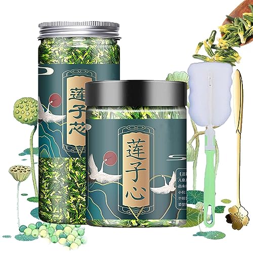 DINNIWIKL Lotus Seed Core Tea for Men, Natural Lotus Seed Heart Tea, Dried Lotus Plumule Lotus Embryo Tea, Lian Zi Xin Tea, Men's Toning Lotus Plumule scented Tea (60g+125g) von DINNIWIKL