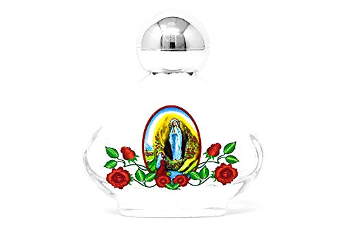 Lourdes-Wasser in einer Glasflasche, gefüllt mit und gesegnetem Gebetskarte von DIRECT FROM LOURDES