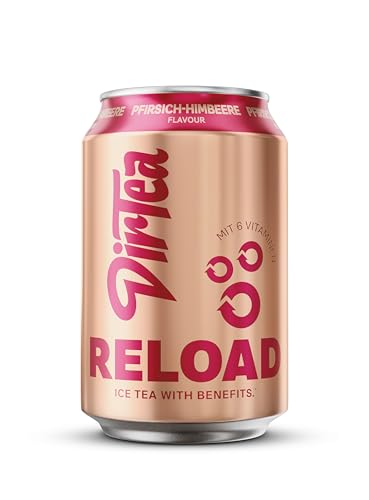 DirTea RELOAD im Vorratspack (12 x 0,33 l) – Funktionaler Eistee mit Pfirsich-Himbeer-Geschmack, direkt aufgebrüht, mit 6 Vitaminen für den perfekten Reset – Fresh, fruity & powerful von DIRTEA