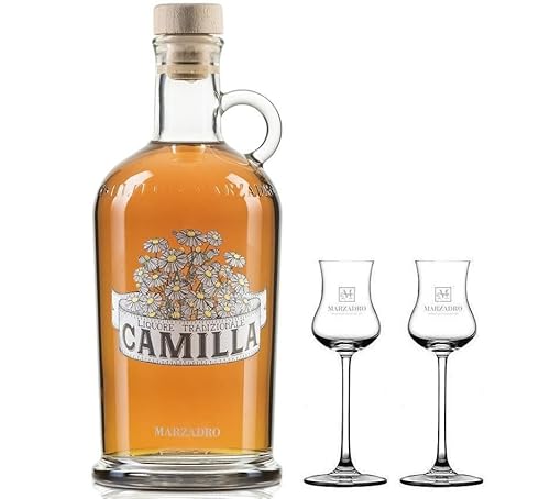 DISTILLERIA MARZADRO KAMILLENLIKÖR IN GRAPPA 70 CL MIT 2 GLÄSERN von Distilleria Marzadro