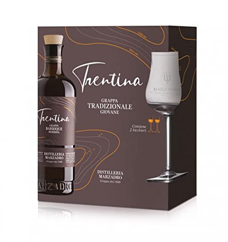 GRAPPA LA TRENTINA 50 CL GESCHENKBOX MIT ZWEI TUPILE-GLSERN von DISTILLERIA MARZADRO