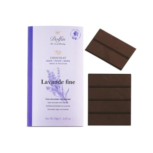 DOLFIN DEU | | Riegel mit 60% dunkler Schokolade und Lavendelblüten – 1 x 70 g von DOLFIN
