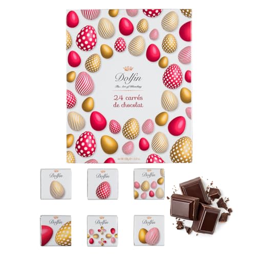 Dolfin® | 24 Carrè Ostern Schokolade Milch & Fondant | Schokolade Geschenkbox in 6 verschiedenen Geschmacksrichtungen - 1 x 108 g von DOLFIN