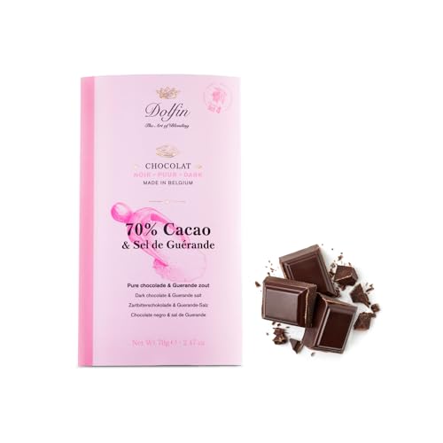 Dolfin® | 70% dunkle Schokolade und Guérande-Salz | 70% Kakaoriegel mit Salzblüten – 1 x 70 Gr von DOLFIN