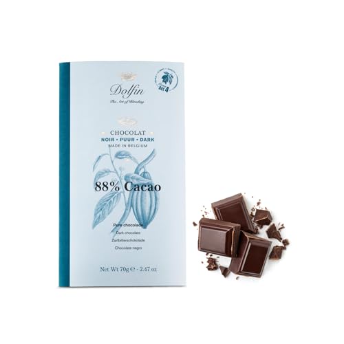 Dolfin® | Dunkelschwarzer Balken | Dunkler Kakao 88% | Belgische Schokolade - 1 x 70 Gr von DOLFIN