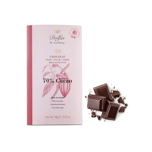 Dolfin® | Dunkle Schokolade 70% | Kakaoriegel 70% reine Schokolade – 1 x 70 g | Schokoladensnack von DOLFIN