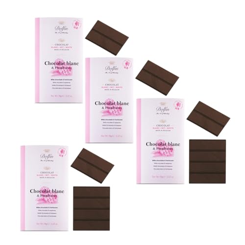 Dolfin® | Weiße Schokolade 28% und Himbeeren | Weiß- und Himbeerriegel – 4 x 70 g | Himbeerschokolade von DOLFIN