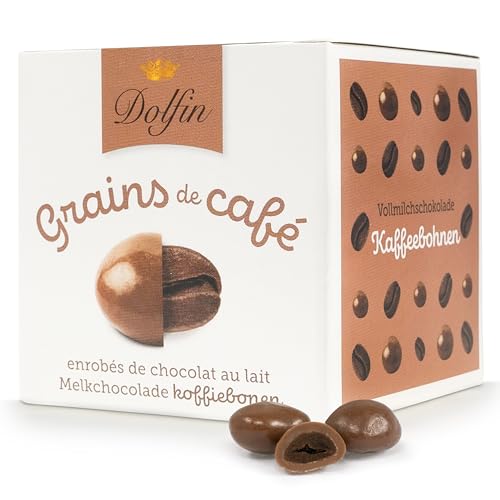 Dolfin Vollmilch-Kaffeebohnen - Leckere Kugeln mit gerösteter Kaffeebohne und cremigem Überzug aus Schokolade - Premium-Schoko, Geschenke - Hergestellt in Belgien, 115 g von DOLFIN