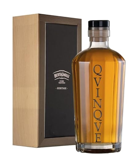 Bertagnolli QVINQVE Heritage Grappa Riserva Barrique 5 Jahre / 42% Vol. / 0,7 Liter-Flasche in Holzbox von DOLOMITI ALPENFEINKOST