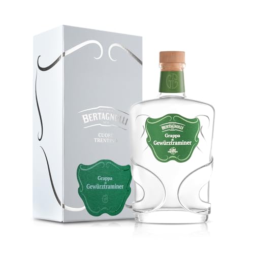 Brennerei Bertagnolli - Grappa di Gewürztraminer Trentino - Flasche 0,70 Liter - 42% Vol. mit hochwertiger Kartonbox von DOLOMITI ALPENFEINKOST
