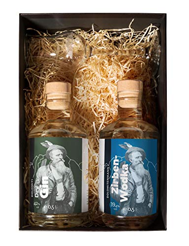 Geschenk-Set Dolomitenmann - Gin und Zirben-Wodka und Glas/Echtes aus den Bergen/Beste Qualität aus Österreich/Für alle Berg-Freunde/Alpines Geschenk/Bergliebhaber Geschenk-Set Dolomitenmann - Gin und Zirben-Wodka und Glas/Echtes aus den Bergen/Beste Qualität aus Österreich/Für alle Berg-Freunde/Alpines Geschenk/Bergliebhaber von DOLOMITI ALPENFEINKOST
