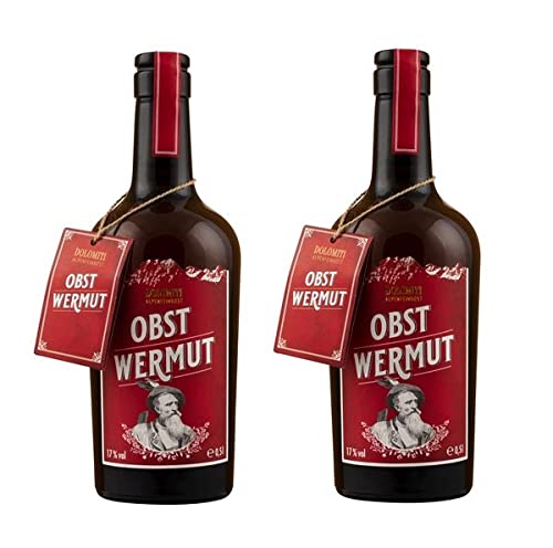 Obst Wermut - 2er Set - Dolomiti Alpenfeinkost - Österreichischer Premium-Wermut - aus Apfel-Wein - 2x0,5 Liter - 17% vol. von DOLOMITI ALPENFEINKOST