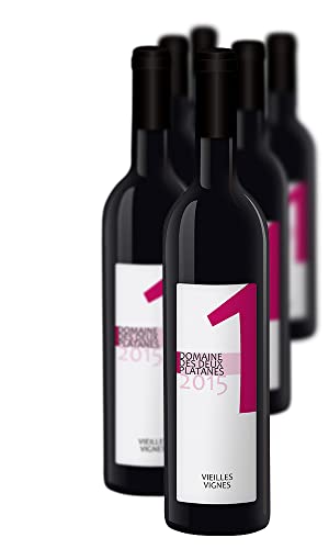Domaine des Deux Platanes Wein - 1 2015 - Weinflasche 6 x 0,75 l - Weinqualität aus Frankreich - Rotwein - Gekeltert aus Carignan, Cinsault, Mourvèdre und Grenache - Bio von DOMAINE DES DEUX PLATANES