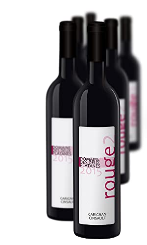 Domaine des Deux Platanes Wein - Rouge 2015 - Weinflasche 6 x 0,75 l - Weinqualität aus Frankreich - Rotwein - Gekeltert aus Carignan und Grenache - Bio von DOMAINE DES DEUX PLATANES