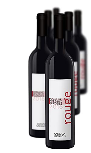 Domaine des Deux Platanes Wein - Rouge 2016 - Weinflasche 6 x 0,75 l - Weinqualität aus Frankreich - Rotwein - Gekeltert aus Carignan und Grenache - Bio von DOMAINE DES DEUX PLATANES