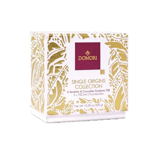 Domori® | Geschenkbox mit 6 einzelnen Schokoladentafeln | Dunkle Schokolade 70% aus 6 verschiedenen Pflanzungen - 300 g von Domori