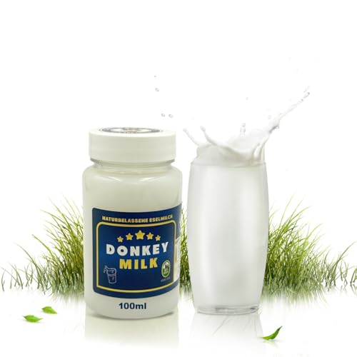 DON DONKEY'S® Eselsmilch 200ml | 2 x 100ml Flaschen | Natürliche Pflege für empfindliche Haut & Allergiker | Laktosearme Rohmilch zur Unterstützung von Hautpflege und Ernährung | Gekühlter Versand von DON DONKEY'S