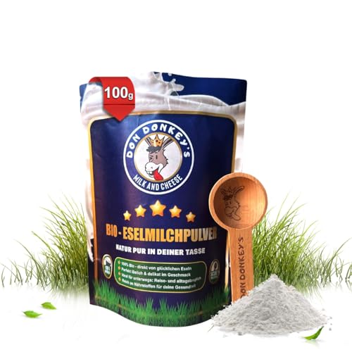 DON DONKEY'S® Eselsmilchpulver 100g | Hochwertiges Pulver für Ernährung & Hautpflege | Reich an Vitaminen & Mineralstoffen | Schonend getrocknetes Eselsmilchpulver | Perfekt für empfindliche Haut von DON DONKEY'S