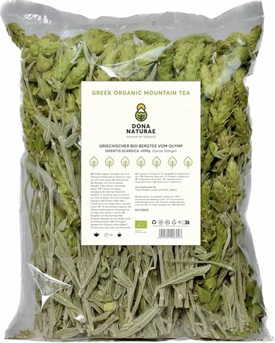 DONA NATURAE | Griechischer BIO BERGTEE vom OLYMP (200g) | Ganze Stängel | 100% Natürlicher Sideritis Scardica | Kosteneffiziente Verpackung von DONA NATURAE