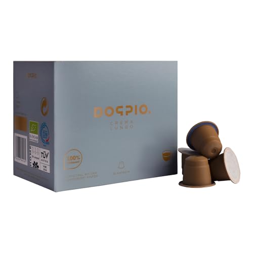 Doppio | Crema Lungo Kaffeekapseln | 30 Stück | Nespresso-kompatible & 100% Kompostierbare Kapseln | Arabica-Mischung | Mild & Aromatisch | GMO-frei & ISCC PLUS Zertifiziert | Nachhaltiger Kaffee von DOPPIO